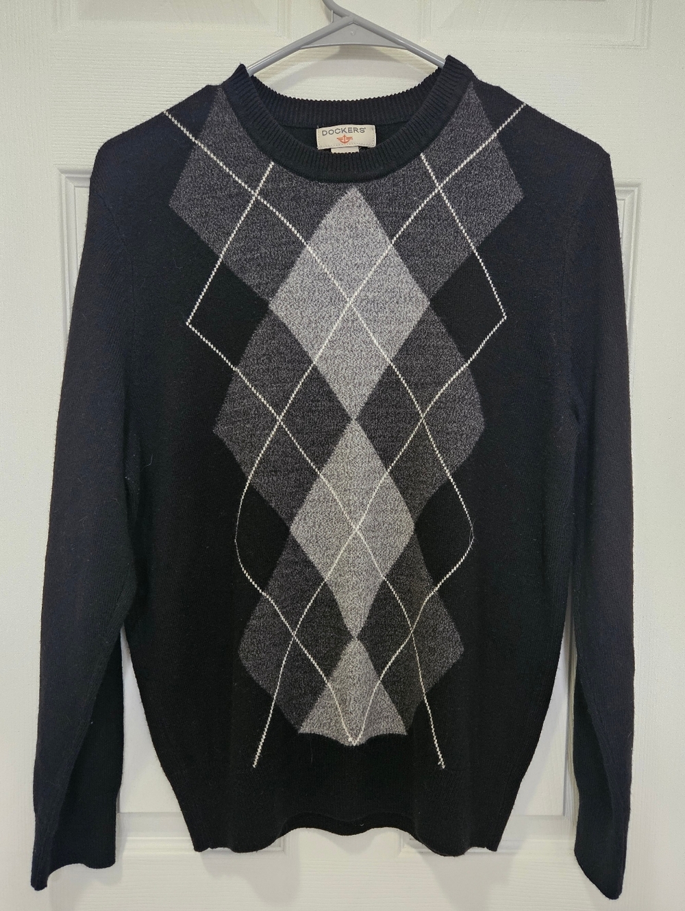 Dockers Men’s Black Argyle Crewneck Sweater